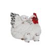 Ülő csirke polyresin szobor csibékkel, fehér, kültéri és beltéri dekorációs kiegészítő