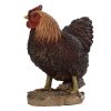 Álló csirke polyresin szobor, barna, kültéri és beltéri dekorációs kiegészítő