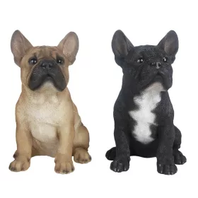   Ülő francia bulldog kutya polyresin szobor, 2 féle, kültéri és beltéri dekorációs kiegészítő, csomag, 4 db