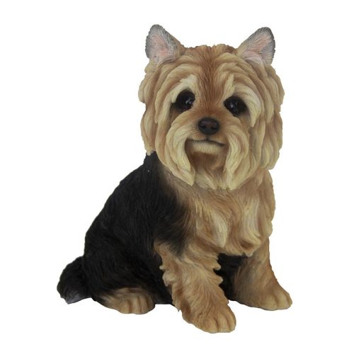 Ülő yorkshire terrier kutya polyresin szobor, kültéri és beltéri dekorációs kiegészítő, csomag, 12 db