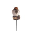 Leszúrható madár polyresin szobor, mezei veréb, kültéri és beltéri dekorációs kiegészítő