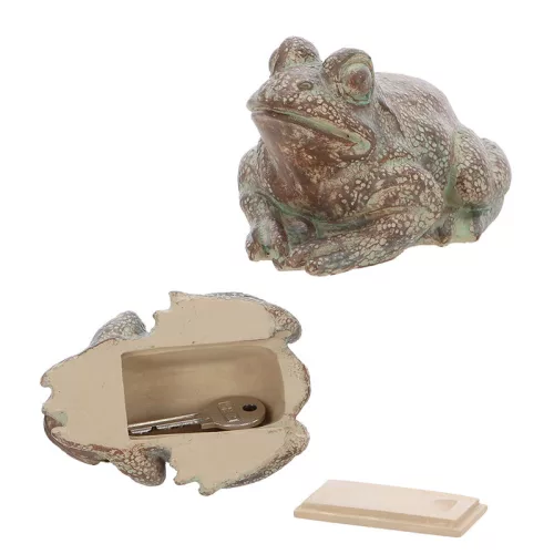 Béka alakú polyresin kulcstartó, 10 x 8 cm, csomag, 24 db