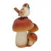 Vargánya gombán ülő mezei veréb polyresin szobor, dekoráció, 10 x 8 x 15 cm