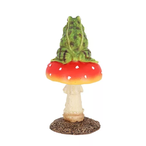 Légyölő galóca békával polyresin szobor, dekoráció, 12 x 12 x 24 cm, csomag,  6 db