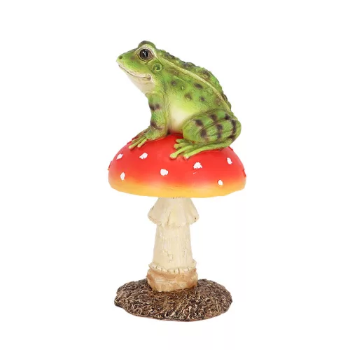 Légyölő galóca békával polyresin szobor, dekoráció, 12 x 12 x 24 cm, csomag,  6 db