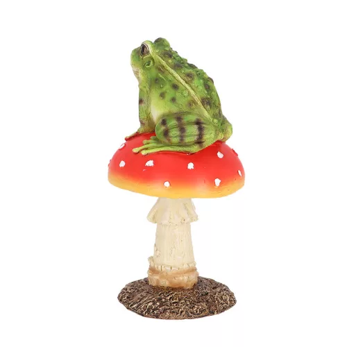 Légyölő galóca békával polyresin szobor, dekoráció, 12 x 12 x 24 cm, csomag,  6 db