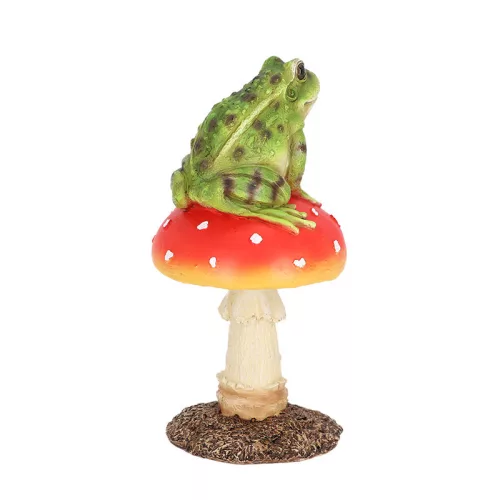 Légyölő galóca békával polyresin szobor, dekoráció, 12 x 12 x 24 cm, csomag,  6 db