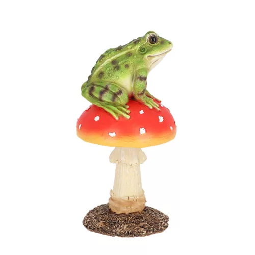 Légyölő galóca békával polyresin szobor, dekoráció, 12 x 12 x 24 cm, csomag,  6 db
