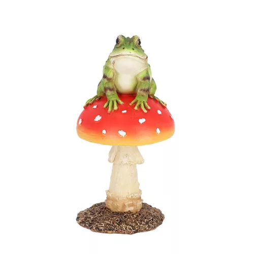 Légyölő galóca békával polyresin szobor, dekoráció, 12 x 12 x 24 cm, csomag,  6 db