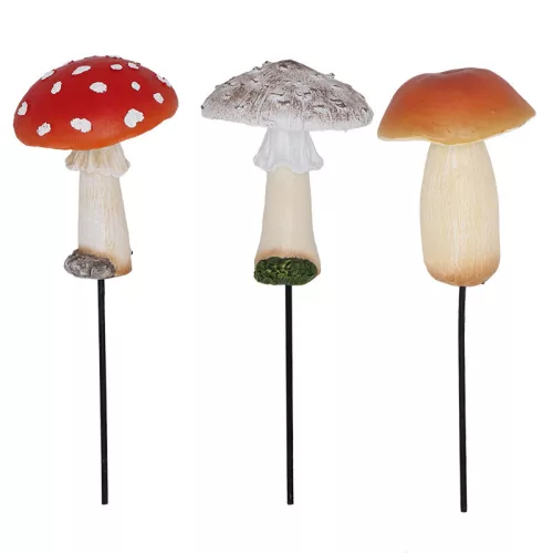 Leszúrható őzlábgomba polyresin szobor, dekoráció, 7 x 7 x 19 cm