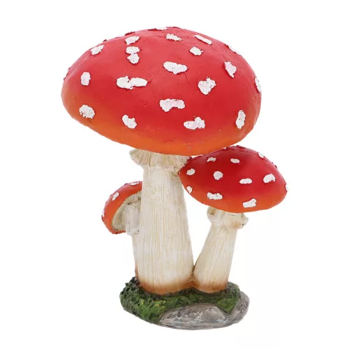 Gomba csoport, polyresin szobor,dekoráció, 3 féle, csomag,  6 db