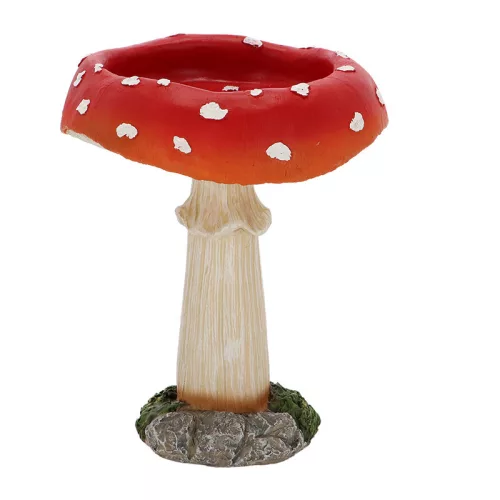 Gomba alakú madáritató és fürdető polyresin szobor, 3 féle, csomag,  6 db