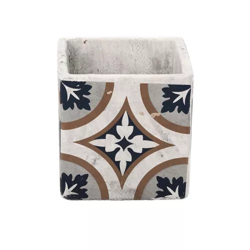 Mediterrán stílusú kerámia virágcserép, portugál mozaik mintával, 11 x 11 cm, kültéri és beltéri dekorációs kiegészítő, csomag, 12 db