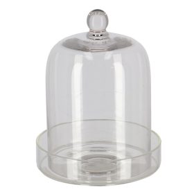   Dekorációs üveg búra, alappal, 12,8 cm átmérőjű, csomag, 8 db