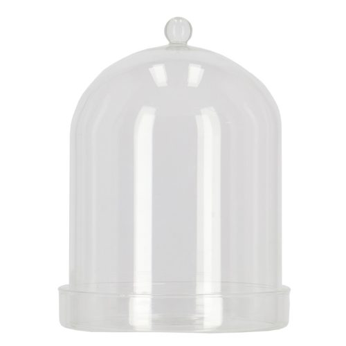 Dekorációs üveg búra, alappal, 16,3 cm átmérőjű, csomag, 4 db