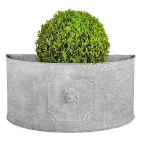   Rusztikus fém, oroszlán mintás virágtartó, félkör alakú, 42 cm