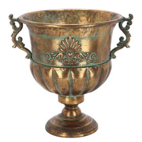   Antikolt stílusú fém virágtartó, arany színű, 34 x 28 x 33 cm, csomag,  4 db