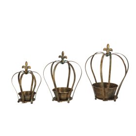   Antikolt stílusú virágtartó szett, korona alakú, 3 db-os, csomag,  2 db