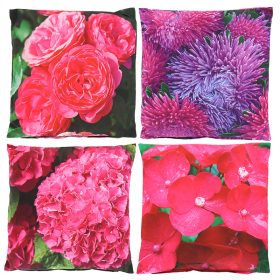   UV álló, vízlepergető, pink virágos kültéri párna, 4 féle, 49 x 49 cm, csomag, 8 db
