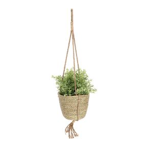 Felakasztható szalma virágtartó, 15 cm átmérőjű