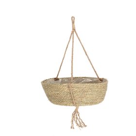 Felakasztható szalma virágtartó, 25 cm átmérőjű