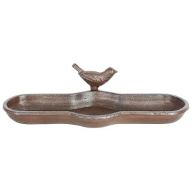   Öntöttvas madáritató és -etető tál, kismadár dekorációval, 29,5 cm