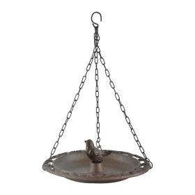   Öntöttvas felakasztható madáretető és -itató, kismadár dekorációval, 23 cm átmérőjű, csomag, 6 db