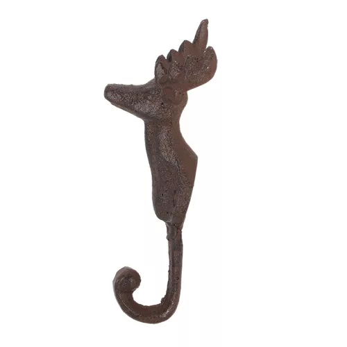 Öntöttvas szarvasos akasztó, 14 cm, csomag, 6 db