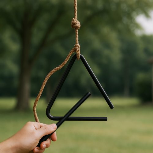 Háromszög alakú felakasztható étkezésjelző csengő, 24 x 22,5 cm, csomag,  12 db