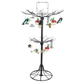   Madáretető tartó fém display, fa alakú, fekete, 110,5 x 209 cm