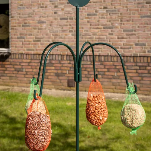 Fém leszúrható madáretető állvány akasztókkal, 149 cm, csomag, 12 db