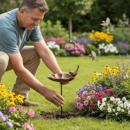 Leszúrható öntöttvas madáretető és itató, 80 cm, csomag, 12 db
