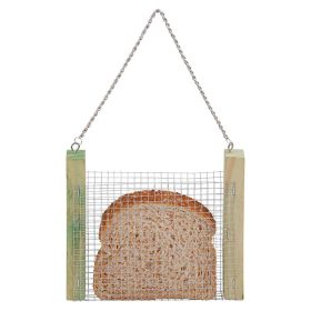   Felakasztható rácsos madáretető, kenyér szelet tartóval