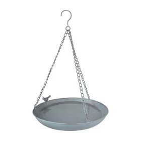   Fém felakasztható láncos madáritató, szürke 30,5 cm átmérőjű