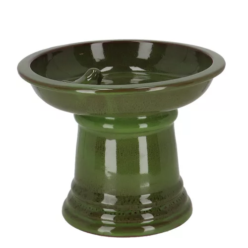 Kerámia madáritató és etető állvány, zöld, 29 cm átmérőjű, csomag, 6 db
