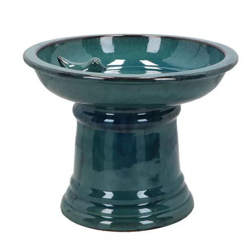Kerámia madáritató és etető állvány, kék, 29 cm átmérőjű, csomag, 6 db