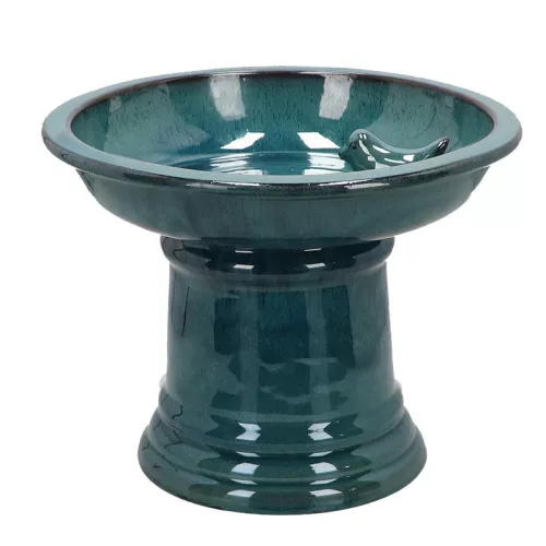 Kerámia madáritató és etető állvány, kék, 29 cm átmérőjű, csomag, 6 db
