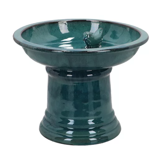 Kerámia madáritató és etető állvány, kék, 29 cm átmérőjű, csomag, 6 db