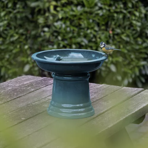 Kerámia madáritató és etető állvány, kék, 29 cm átmérőjű, csomag, 6 db