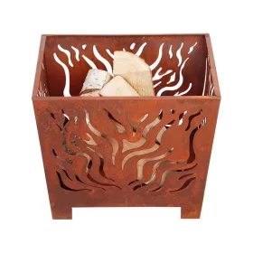   Rusztikus stílusú fém tűzrakó kosár, láng mintával, 39 x 30 cm, csomag, 4 db