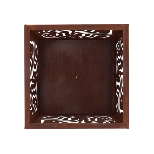 Rusztikus stílusú fém tűzrakó kosár, láng mintával, 39 x 30 cm, csomag, 4 db