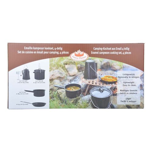 Kültéri fém főző szett, fekete, csomag, 2 db