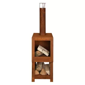   Rusztikus stílusú teraszfűtő kályha, fa tárolóval, 136 cm, csomag, 2 db