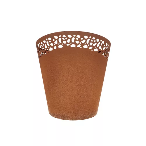 Modern tűzrakó, rusztikus rozsdásított felülettel, lézervágott mintával, csomag, 4 db