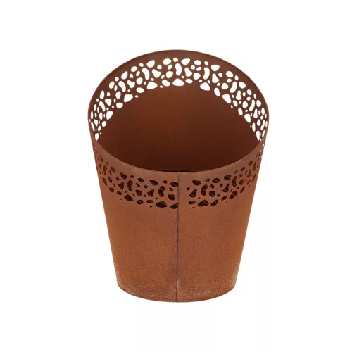 Modern tűzrakó, rusztikus rozsdásított felülettel, lézervágott mintával, csomag, 4 db