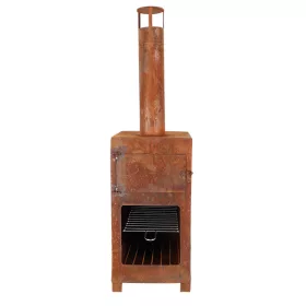   Rozsdásított felületű teraszfűtő és pizzasütő, pizzakővel és barbecue ráccsal, csomag, 2 db