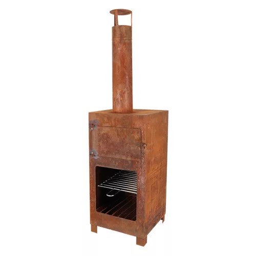Rozsdásított felületű teraszfűtő és pizzasütő, pizzakővel és barbecue ráccsal, csomag, 2 db