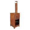 Rozsdásított felületű teraszfűtő és pizzasütő, pizzakővel és barbecue ráccsal, csomag, 2 db