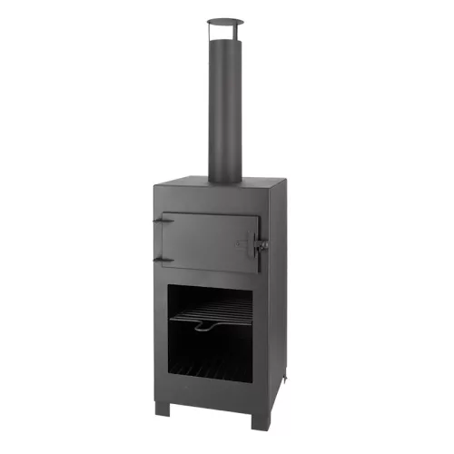 Teraszfűtés pizzasütő résszel, pizzakővel és barbecue ráccsal, fekete, csomag, 2 db