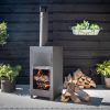 Teraszfűtés pizzasütő résszel, pizzakővel és barbecue ráccsal, fekete, csomag, 2 db